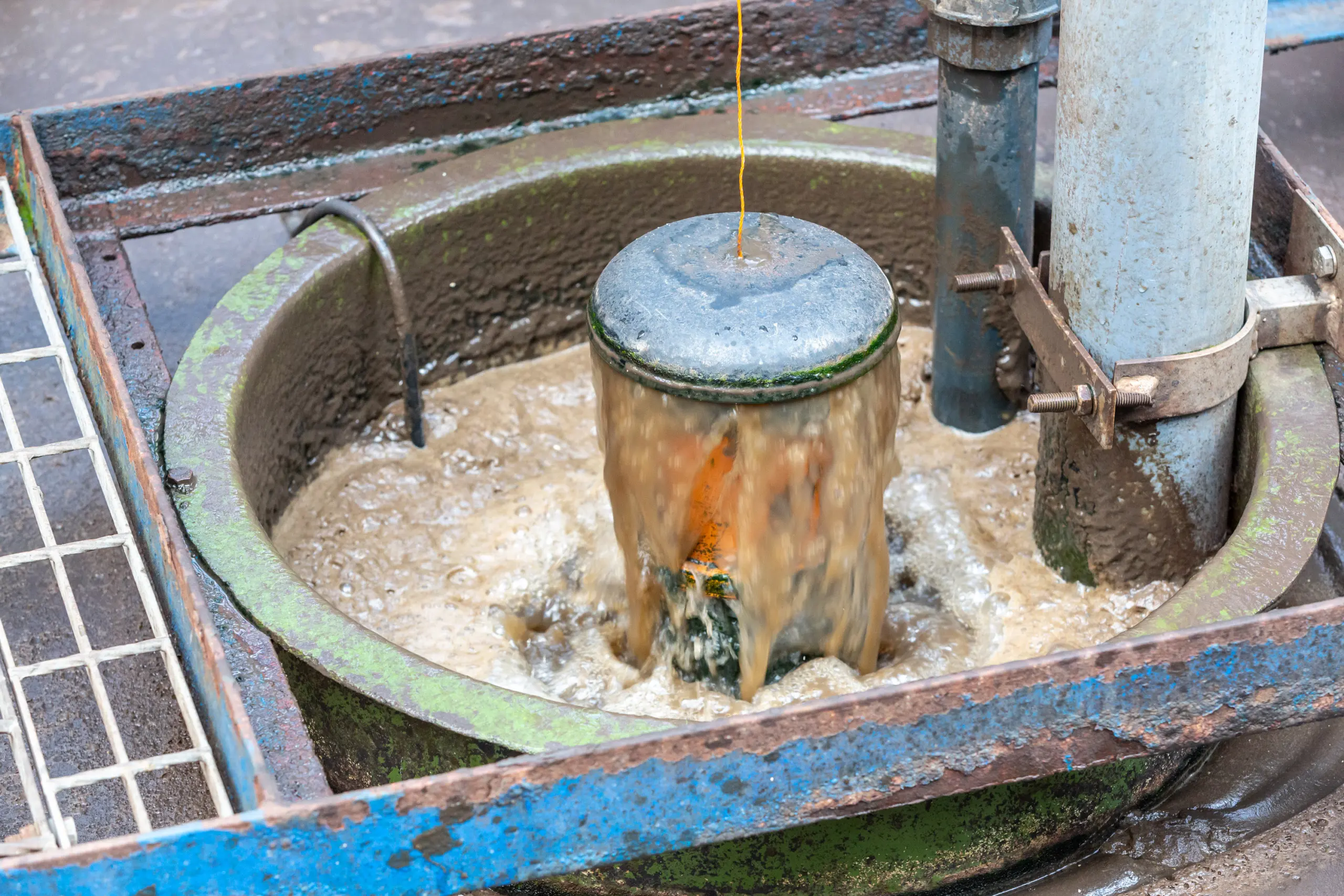 Screening of wastewater as it prepares for processing.